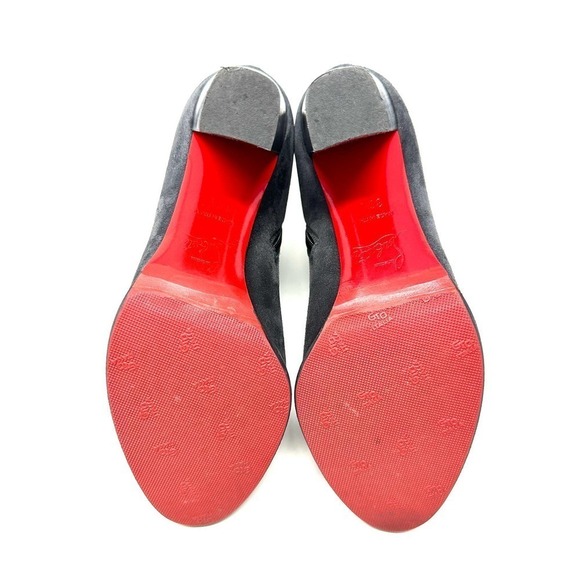 Christian Louboutin Heeled Ankle Boots Side Zip Pointed Toe Suede Grey EU 36.5 - Picture 8 of 9
